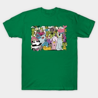 animal carton doodle T-Shirt